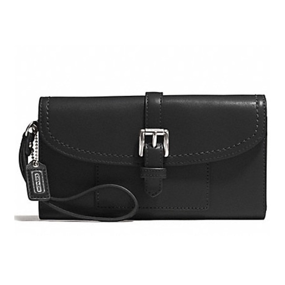 Coach Charlie Black Leather Callie Hybrid Wristlet/Wallet/Clutch - Picture 1 of 15